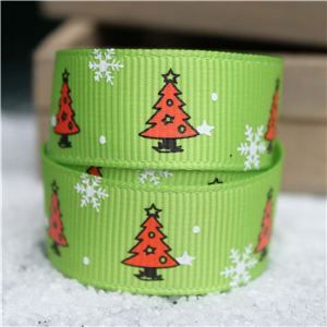 Go Grosgrain - Christmas Trees Lime/Red